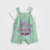 Newborn Dungaree Set | Celebrate Raksha Bandhan with Happy Rakhi Print - MINT GREEN - 0 - 5 Months Old (Chest 18")