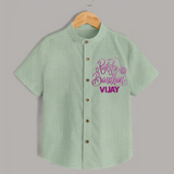 Newborn Shirt | Celebrate Raksha Bandhan with Happy Rakhi Print - MINT GREEN - 0 - 6 Months Old (Chest 23")