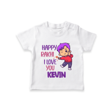 Soft Cotton T-Shirt | Happy Rakhi Design for Newborns - WHITE - 0-5 Months Old (Chest 17")