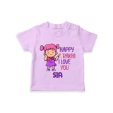 Baby's First Festival T-Shirt | Happy Rakhi Cotton Set - LILAC - 0-5 Months Old (Chest 17")