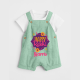Custom Rakhi Dungaree Set | Festive Baby Outfit for Happy Rakhi - MINT GREEN - 0 - 5 Months Old (Chest 18")
