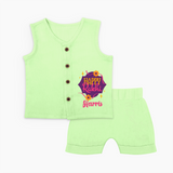 Custom Rakhi Jabla Set | Festive Baby Outfit for Happy Rakhi - PASTEL GREEN - 0 - 3 Months Old (Chest 9.8")