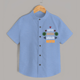 Baby Shirt for Raksha Bandhan | Happy Rakhi Theme Wear - SKY BLUE - 0 - 6 Months Old (Chest 23")