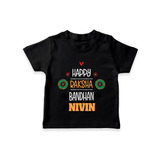 Baby T-Shirt for Raksha Bandhan | Happy Rakhi Theme Wear - BLACK - 0-5 Months Old (Chest 17")