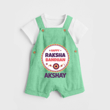 Rakhi Special Dungaree Set | Happy Rakhi Design for Babies - GREEN - 0 - 5 Months Old (Chest 18")