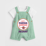 Rakhi Special Dungaree Set | Happy Rakhi Design for Babies - MINT GREEN - 0 - 5 Months Old (Chest 18")
