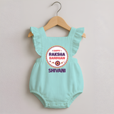 Rakhi Special Romper Frock | Happy Rakhi Design for Babies - MINT GREEN - 0 - 3 Months Old (Chest 19")