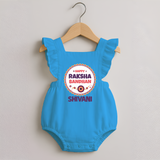 Rakhi Special Romper Frock | Happy Rakhi Design for Babies - SKY BLUE - 0 - 3 Months Old (Chest 19")