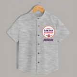Rakhi Special Shirt | Happy Rakhi Design for Babies - GREY - 0 - 6 Months Old (Chest 23")