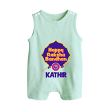 Happy Rakhi Outfit | Gentle Rompersuit / Sleeveless Romper for Baby Celebrations - MINT GREEN - 0 - 5 Months Old (Chest 18")