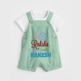 BabyÕs Raksha Bandhan Dungaree Set | Happy Rakhi Theme Outfit - MINT GREEN - 0 - 5 Months Old (Chest 18")