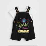 BabyÕs Raksha Bandhan Dungaree Set | Happy Rakhi Theme Outfit - BLACK - 0 - 5 Months Old (Chest 18")
