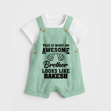 Cute Sibling Outfit for Kids | Brother and Sister Cotton Dungaree Set - MINT GREEN - 0 - 5 Months Old (Chest 18")