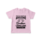 Cute Sibling Outfit for Kids | Brother and Sister Cotton T-Shirt - BABY PINK - 0-5 Months Old (Chest 17")
