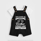 Cute Sibling Outfit for Kids | Brother and Sister Cotton Dungaree Set - BLACK - 0 - 5 Months Old (Chest 18")