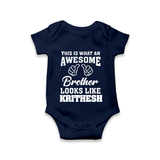 Cute Sibling Outfit for Kids | Brother and Sister Cotton Romper/Onesie - NAVY BLUE - New Born (Chest 14")