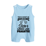 Brother and Sister Romper Suit/ Sleeveless Romper | Soft Cotton Outfits for Siblings - BABY BLUE - 0 - 5 Months Old (Chest 18")
