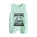Brother and Sister Romper Suit/ Sleeveless Romper | Soft Cotton Outfits for Siblings - MINT GREEN - 0 - 5 Months Old (Chest 18")