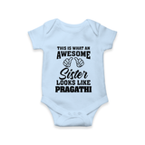 Brother and Sister Romper/Onesie | Soft Cotton Outfits for Siblings - BABY BLUE - New Born (Chest 14")