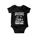 Brother and Sister Romper/Onesie | Soft Cotton Outfits for Siblings - BLACK - New Born (Chest 14")