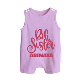 Big Sister Romper suit/sleeveless romper | Custom Baby Romper suit/sleeveless romper for Your Big Sister - LILAC - 0 - 5 Months Old (Chest 18")