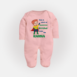 Sweet Brother Sister Baby Sleep Suit/ Fullsleeve Bodysuit | Soft Fabric Matching Sleep Suit/ Fullsleeve Bodysuit - BABY PINK - New Born (Chest 7.5")
