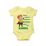 Sweet Brother Sister Baby Romper/Onesie | Soft Fabric Matching Romper/Onesie - PASTEL YELLOW - New Born (Chest 14")