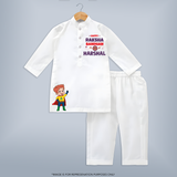 Custom Baby Kurta Set for Raksha Bandhan | Sibling Love in Every Stitch - WHITE - 3 - 6 Months Old (Chest 24", Kurta Length 14'', Waist 19", Pant Length 14")