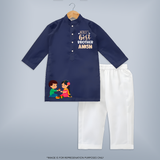 Rakhi Ready Kurta for Babies | Soft Cotton with Festive Flair - NAVY BLUE - 3 - 6 Months Old (Chest 24", Kurta Length 14'', Waist 19", Pant Length 14")