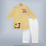 Made for Rakhi Moments | Baby Kurta Set with Custom Name Design - PASTEL YELLOW - 3 - 6 Months Old (Chest 24", Kurta Length 14'', Waist 19", Pant Length 14")