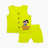 Trouble Jabla Set | Personalized Baby Jabla Set for the Little Troublemaker - LIME GREEN - 0 - 3 Months Old (Chest 9.8")
