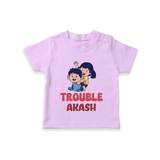Trouble T-shirt | Personalized Baby T-shirt for the Little Troublemaker - LILAC - 0-5 Months Old (Chest 17")