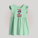 Double Trouble Baby Frock | Custom Baby Frock for Sibling Fun - MINT GREEN - 0 - 3 Months Old (Chest 17")