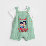 Double Trouble Dungaree Set | Custom Baby Dungaree Set for Sibling Fun - MINT GREEN - 0 - 5 Months Old (Chest 18")