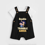 Double Trouble Dungaree Set | Custom Baby Dungaree Set for Sibling Fun - BLACK - 0 - 5 Months Old (Chest 18")