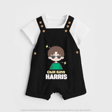 Chill King Dungaree Set | Personalized Baby Dungaree Set for the Little King - BLACK - 0 - 5 Months Old (Chest 18")