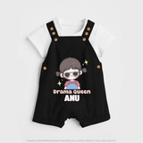 Drama Queen Dungaree Set | Custom Baby Dungaree Set for Your Little Drama Queen - BLACK - 0 - 5 Months Old (Chest 18")