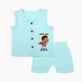 Super Bro Jabla Set | Personalized Baby Jabla Set for the Super Bro - BABY BLUE - 0 - 3 Months Old (Chest 9.8")