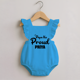 Paa Ka Proud Romper Frock | Custom Romper Frock for the Proud DaddyÕs Little One - SKY BLUE - 0 - 3 Months Old (Chest 19")