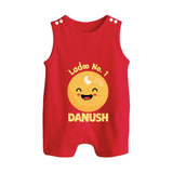 Ladoo No.1 Romper suit/sleeveless romper | Personalized Baby Romper suit/sleeveless romper for the Sweetest One - RED - 0 - 5 Months Old (Chest 18")
