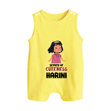 Deputy of Cuteness Romper suit/sleeveless romper | Personalized Baby Romper suit/sleeveless romper for the Little Mischief Maker - PASTEL YELLOW - 0 - 5 Months Old (Chest 18")