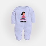 Deputy of Cuteness Sleep suit/full sleeve body suit | Personalized Baby Sleep suit/full sleeve body suit for the Little Mischief Maker - BABY BLUE - New Born (Chest 7.5")