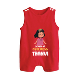 Deputy of Cuteness Romper suit/sleeveless romper | Personalized Baby Romper suit/sleeveless romper for the Little Mischief Maker - RED - 0 - 5 Months Old (Chest 18")