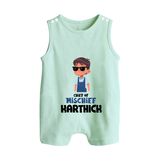 Chief of Mischief Romper suit/sleeveless romper | Personalized Baby Romper suit/sleeveless romper for the Little Mischief Maker - MINT GREEN - 0 - 5 Months Old (Chest 18")