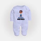Chief of Mischief Sleep suit/full sleeve body suit | Personalized Baby Sleep suit/full sleeve body suit for the Little Mischief Maker - BABY BLUE - New Born (Chest 7.5")