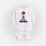 Chief of Mischief Sleep suit/full sleeve body suit | Personalized Baby Sleep suit/full sleeve body suit for the Little Mischief Maker - WHITE - New Born (Chest 7.5")