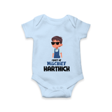 Chief of Mischief Romper/onesie | Personalized Baby Romper/onesie for the Little Mischief Maker - BABY BLUE - New Born (Chest 14")