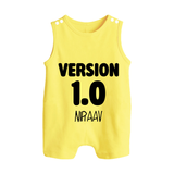 Version 1.0 Romper suit/sleeveless romper | Custom Baby Romper suit/sleeveless romper for the Original Sibling - PASTEL YELLOW - 0 - 5 Months Old (Chest 18")