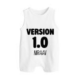 Version 1.0 Romper suit/sleeveless romper | Custom Baby Romper suit/sleeveless romper for the Original Sibling - WHITE - 0 - 5 Months Old (Chest 18")