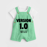 Version 1.0 Dungaree Set | Custom Baby Dungaree Set for the Original Sibling - GREEN - 0 - 5 Months Old (Chest 18")